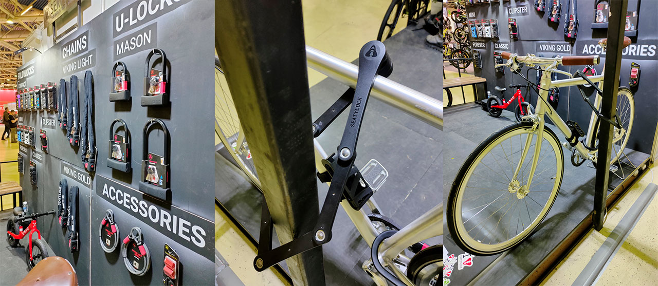 Велосипедные замки на стенде Мосгорбайка